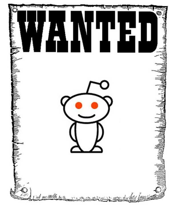 The watchdog designed this wanted poster featuring Reddit's alien mascot. 