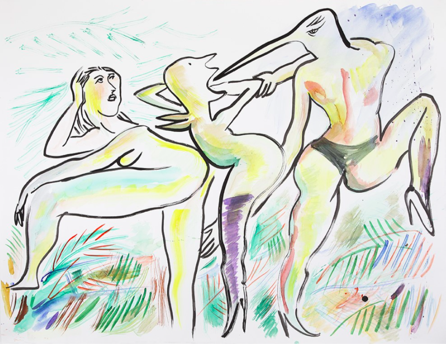 Camille Henrot, My Anaconda Don't, 2015, Watercolor on Paper, 140x209cm. Image courtesy of the artist and YARAT