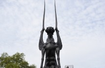 fearsome feline guardian sculpture graces marble arch