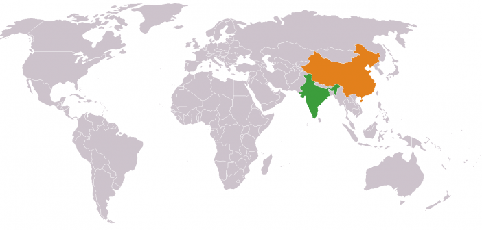 Wall Street Journal: World map showing India and China