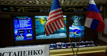 International Space Station: Russian and US flags sit side-by-side